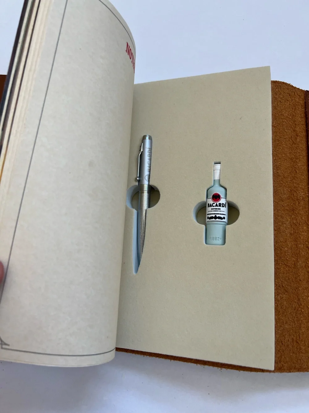 Bacardi Rum Journal Notebook Leather USB Drive Bottle and Pen Notes Promotional